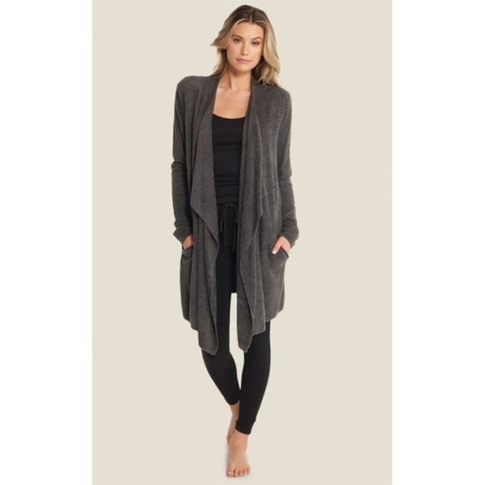 Barefoot Dreams Gray CozyChic Light Island Wrap Cardigan Sweater Sz S/M - Picture 12 of 12